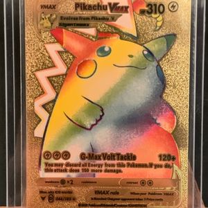 Vivid Voltage Rainbow Pikachu VMAX 188/185 Gold Foil FanArt Pokemon Card